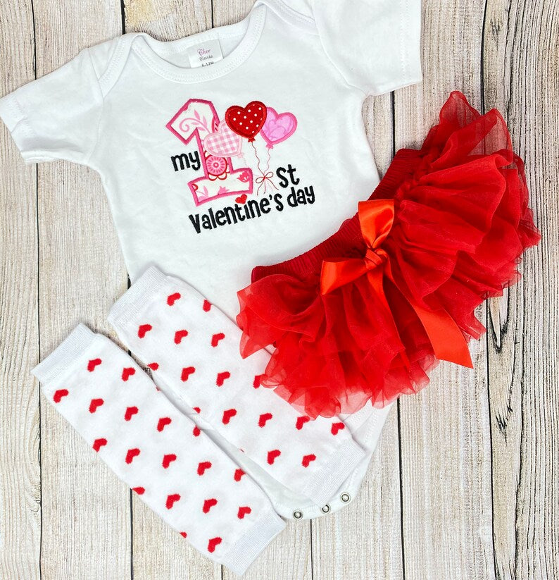 Valentine's Tutu Set, Valentine's Day Shirt Tutu Leg Warmers, Baby Tutu Bodysuit Leg Warmers