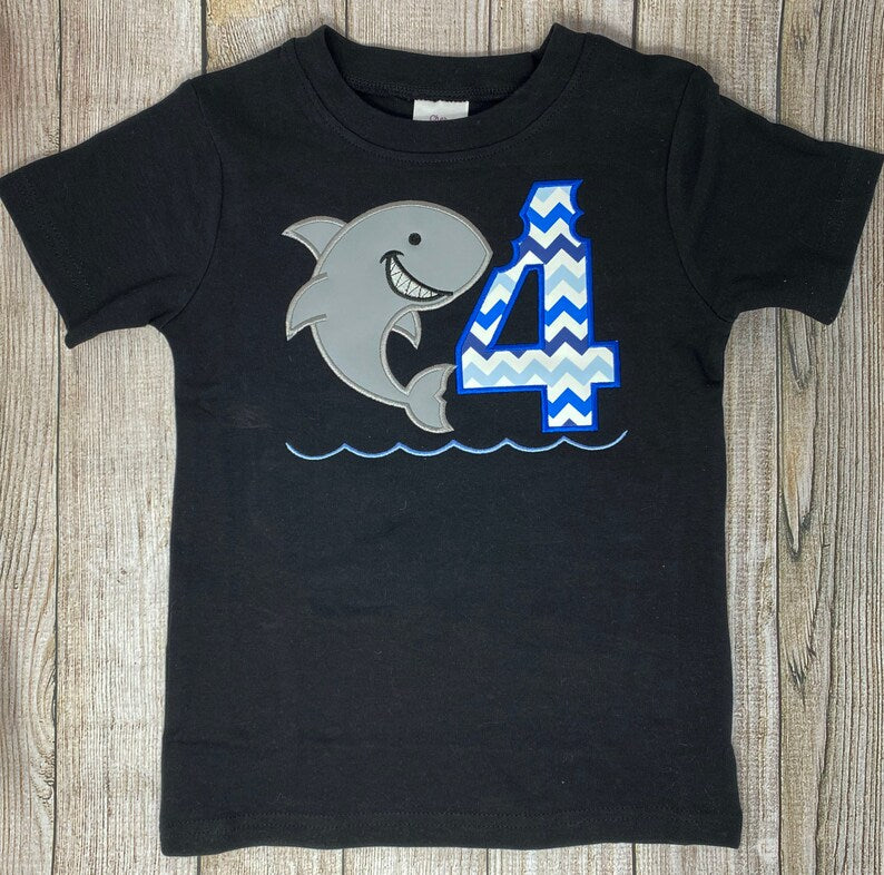 ANY Age Shark Shirt, 4th Birthday Shark Shirt, Shark Party