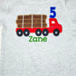 ANY Age ANY Size 5th Birthday Logging Truck Shirt, Boys Birthday Shirt, Truck Shirt