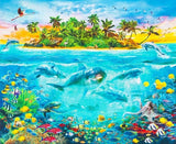 Ocean Scenic Dolphins Digital Print Cotton Quilting Fabric Panel , Picture This by Robert Kaufman