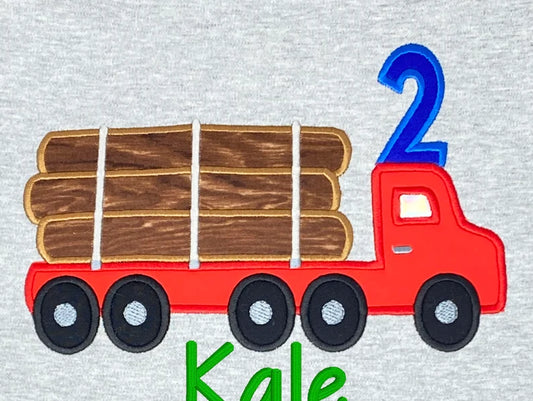 ANY Age ANY Size Logging Truck Birthday Shirt, 2nd Birthday Logging Truck, Smash Cake Birthday Party