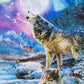 Wolf Fabric Panel, 24"x44", Wolves Howling Under Full Moon, Aurora Borealis Wolves, Wolf Quilt, Wolf Wall Hanging, Cotton Fabric, Fabric