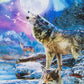 Wolf Fabric Panel, 24"x44", Wolves Howling Under Full Moon, Aurora Borealis Wolves, Wolf Quilt, Wolf Wall Hanging, Cotton Fabric, Fabric