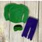 Elf Doll Outfit, Elf Costume includes sweater raggy pants and mask, Elf Clothing, Christmas Elf, Elf Props