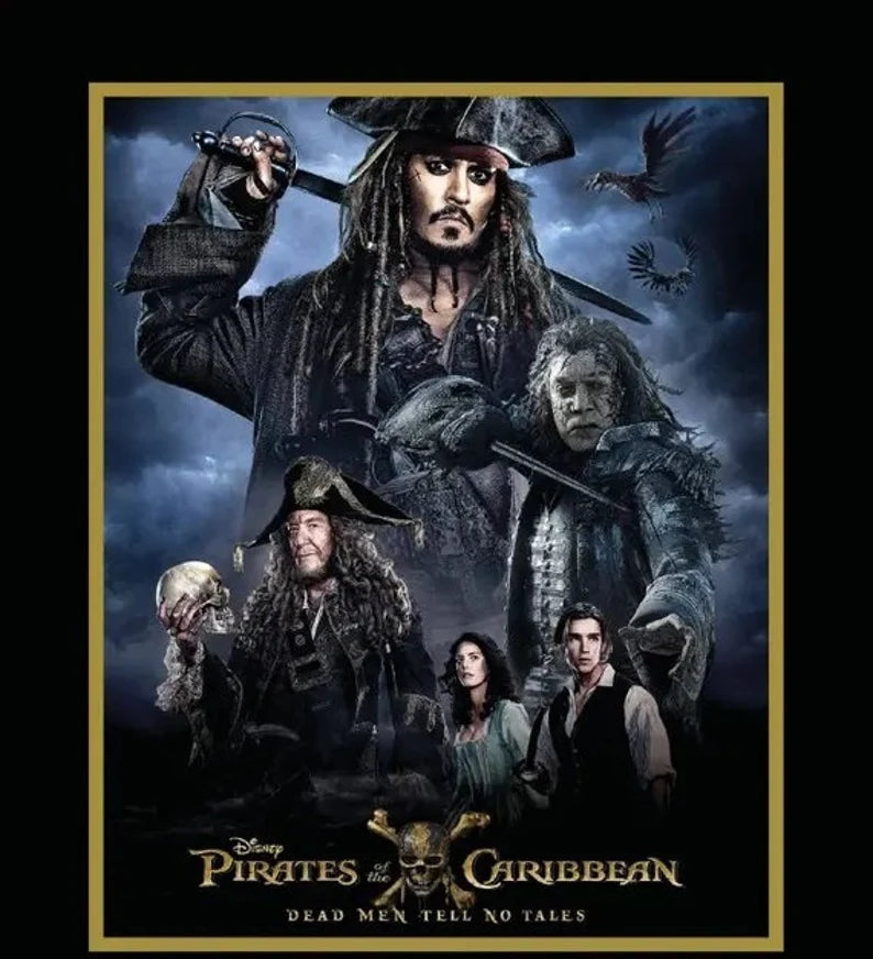 Pirates of the Caribbean Fabric Panel, 36" x 44", Johnny Depp Pirates of the Caribbean