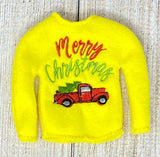 Merry Christmas Red Truck Elf Sweater, Doll Clothing, Christmas Elf, Elf Props