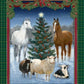 Christmas Horse Fabric Panel 36"x43", RARE Horse fabric, Horses and Sheep at Christmas