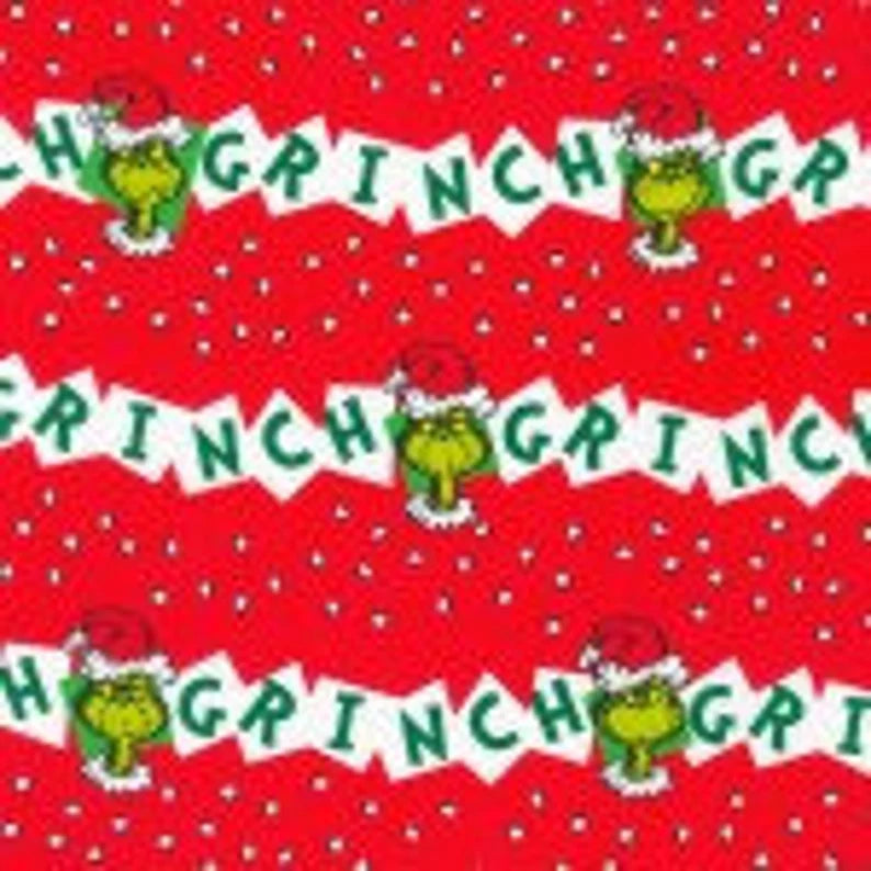 Grinch Merry Grinchmas 1/2 yard, How the Grinch Stole Christmas, 100% Quilt Shop Cotton, Fabric by the Yard, Robert Kaufman