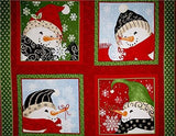 Imagine Snowmen Panel 35'x43', Four Snowmen Wall Hanging Pillow Quilt