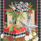 Christmas Gingham Fabric Panel 36"x44", Springs Presents and Star Christmas Fabric Panel