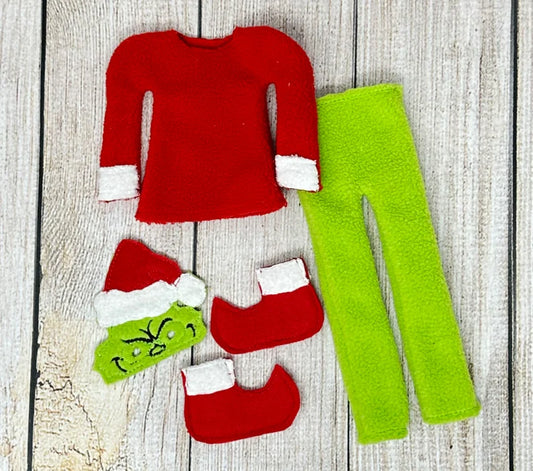 Elf Sweater Mask Pants Boots, Elf Outfit Slippers, Doll Clothes, Christmas Elf, Elf Props