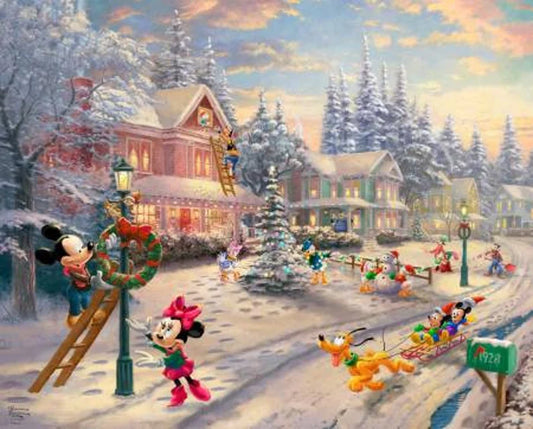 Mickey's Victorian Christmas 36"x44", Mickey and Minnie Decorating