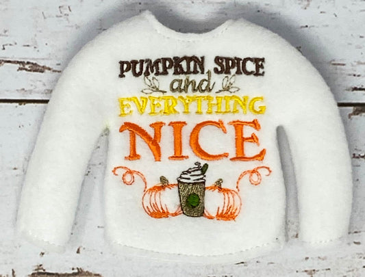 Pumpkin Spice Elf Doll Sweater, Pumpkin Spice and Everything Nice, Elf Clothing, Christmas Elf